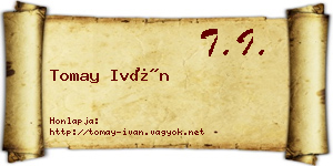 Tomay Iván névjegykártya